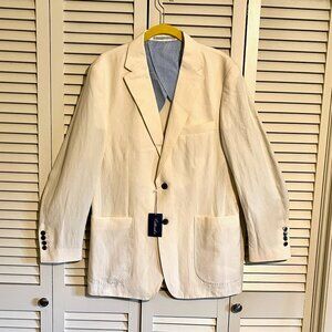 NWT * Crittenden Sports Coat * Mens 40L * Silk Linen * Stuart Tall * Ivory